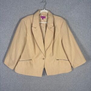 Nicci Blazer Size 24 Butter Marigold Yellow Textured Zipper Pockets Academia ***